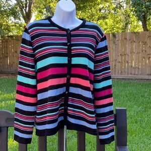 Take 50% OFF- Sag Harbor Multicolor Button Down Sweater, Size-M